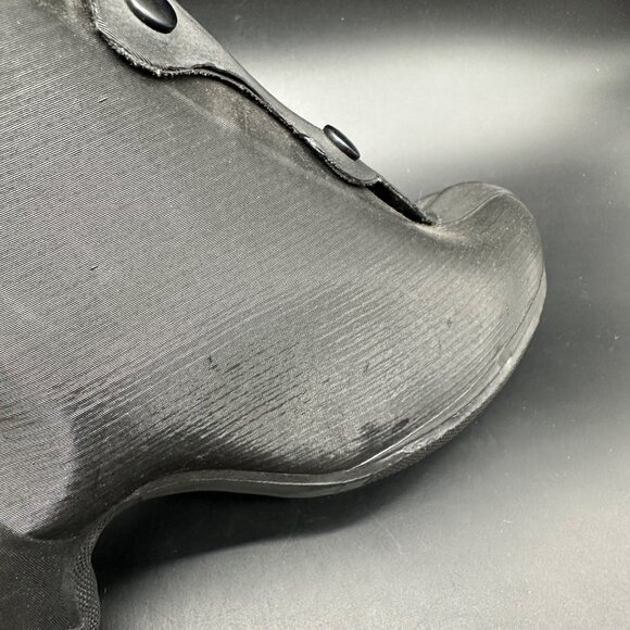 Vintage Rubber High Heel Galoshes Rain Boots 1940s Womens Size 6 USA Black - Picture 14 of 16